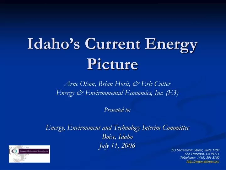 idaho s current energy picture