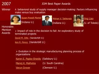 JOM Best Paper Awards