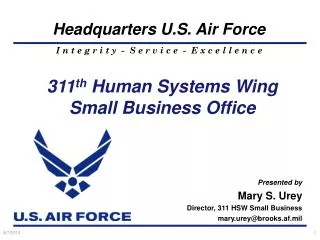 311 th Human Systems Wing Small Business Office