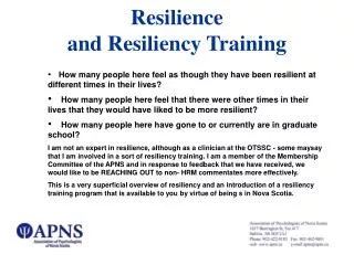 resilience and resiliency training
