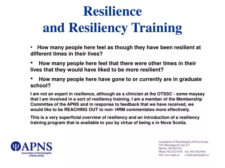 resilience and resiliency training