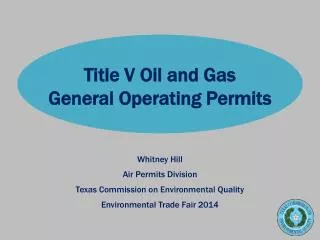 Title V Oil and Gas General Operating Permits