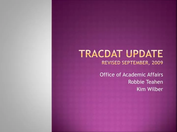 tracdat update revised september 2009