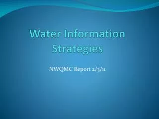 Water Information Strategies