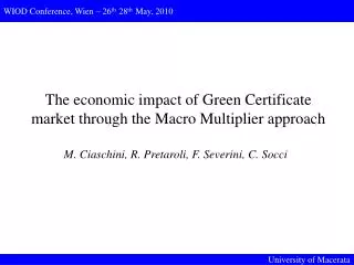 The economic impact of Green Certificate market through the Macro Multiplier approach