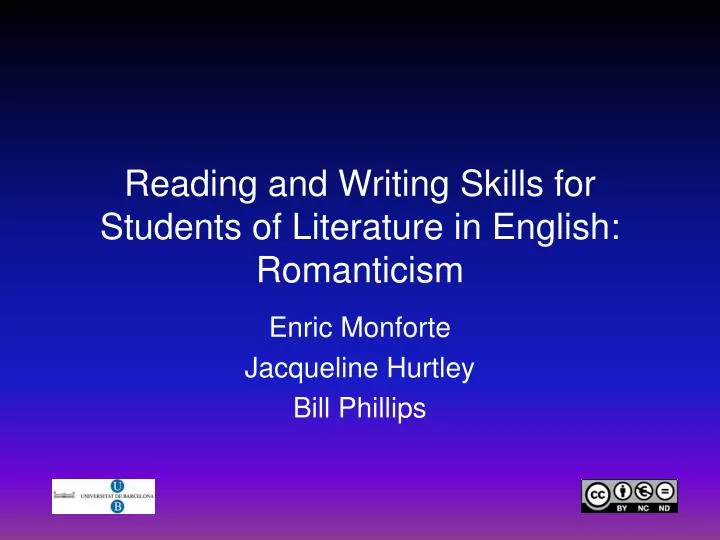 reading and writing skills for students of literature in english romanticism
