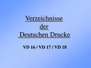 verzeichnisse der deutschen drucke