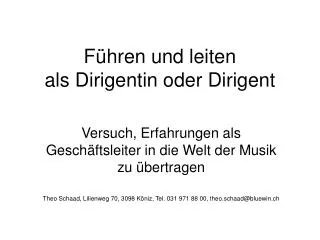 f hren und leiten als dirigentin oder dirigent