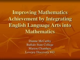 Improving Mathematics Achievement by Integrating English Language Arts into Mathematics