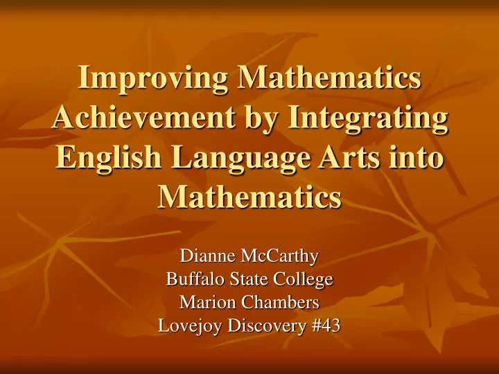 improving mathematics achievement by integrating english language arts into mathematics
