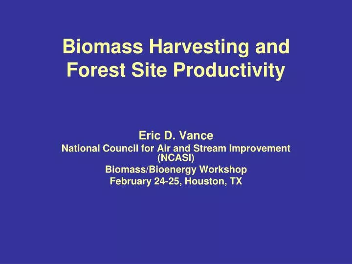 biomass harvesting and forest site productivity
