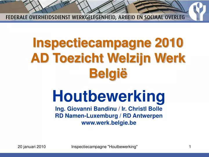 inspectiecampagne 2010 ad toezicht welzijn werk belgi