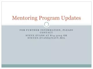 Mentoring Program Updates