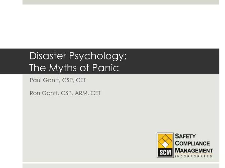 disaster psychology the myths of panic