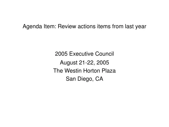 agenda item review actions items from last year