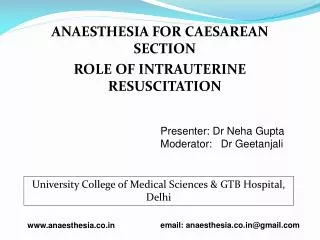 ANAESTHESIA FOR CAESAREAN SECTION ROLE OF INTRAUTERINE RESUSCITATION