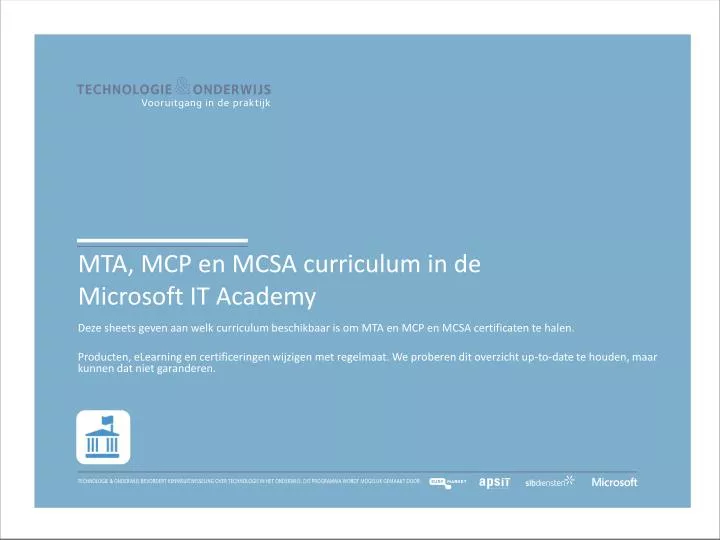 mta mcp en mcsa curriculum in de microsoft it academy