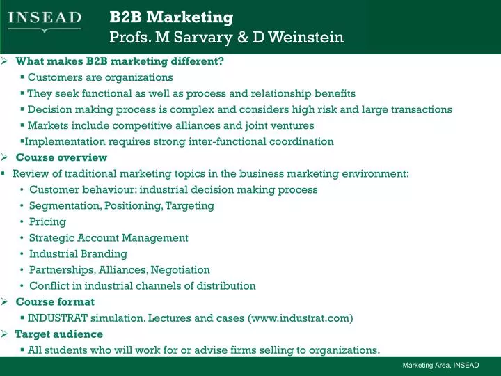 b2b marketing profs m sarvary d weinstein