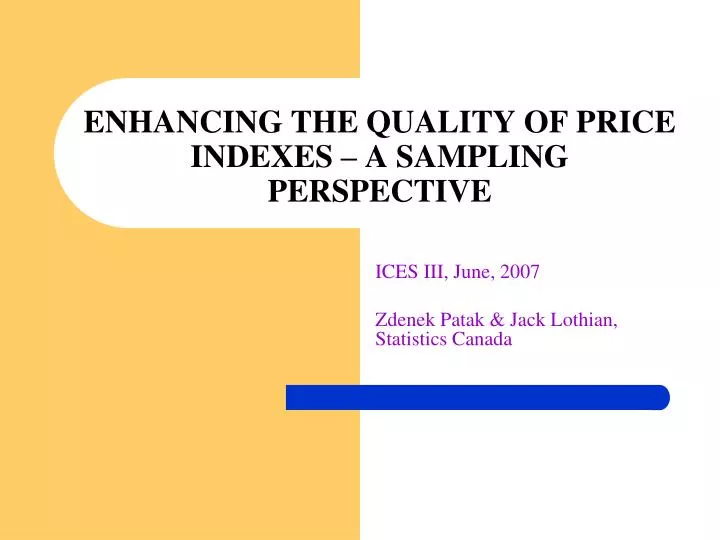enhancing the quality of price indexes a sampling perspective