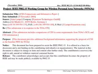 Project: IEEE P802.15 Working Group for Wireless Personal Area Networks (WPANs)