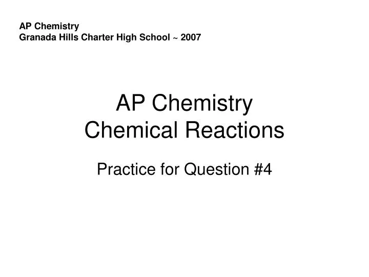 ap chemistry chemical reactions