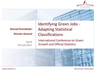 Identifying Green Jobs - Adapting Statistical Classifications