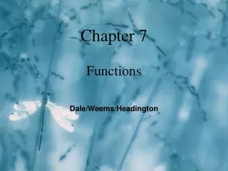 Chapter 7 Functions