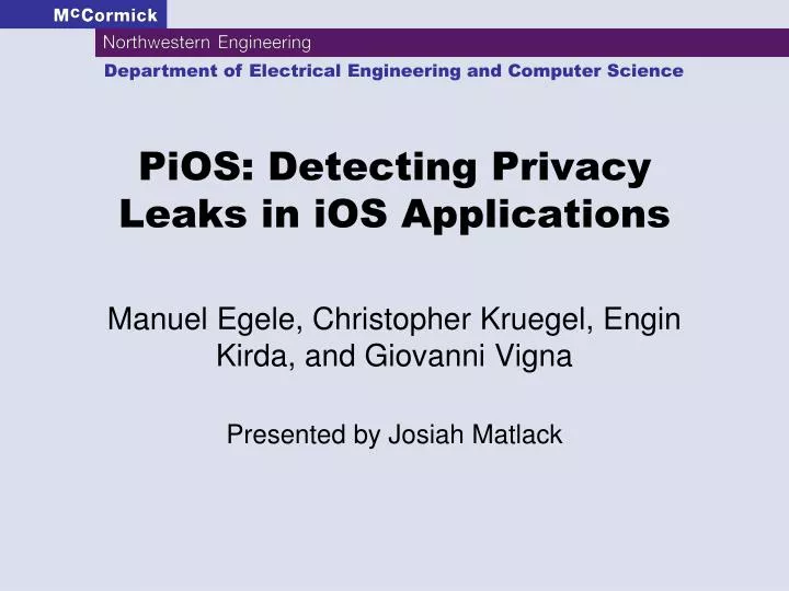 pios detecting privacy leaks in ios applications