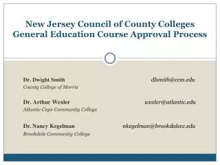 New Jersey Council of County Colleges General Education Course Approval Process
