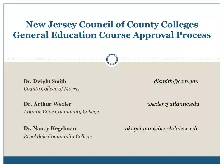 new jersey council of county colleges general education course approval process