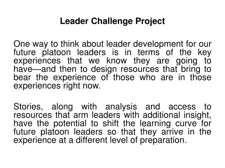 leader challenge project