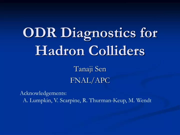 odr diagnostics for hadron colliders