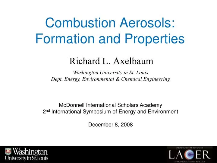 combustion aerosols formation and properties