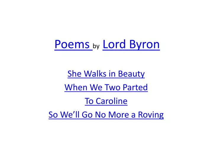 poems by lord byron