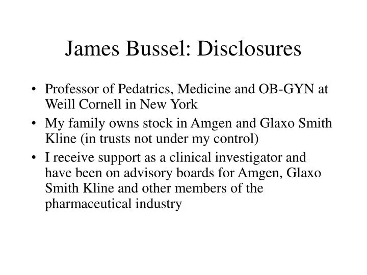 james bussel disclosures