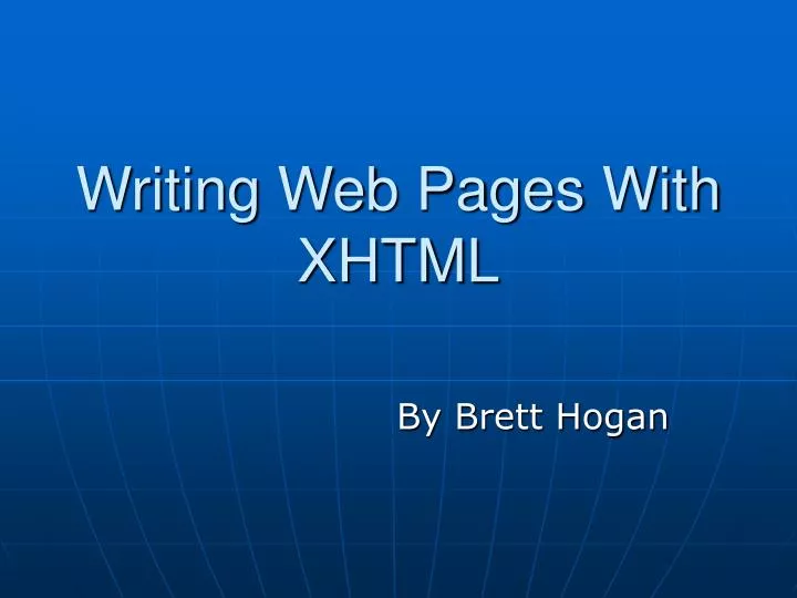 writing web pages with xhtml