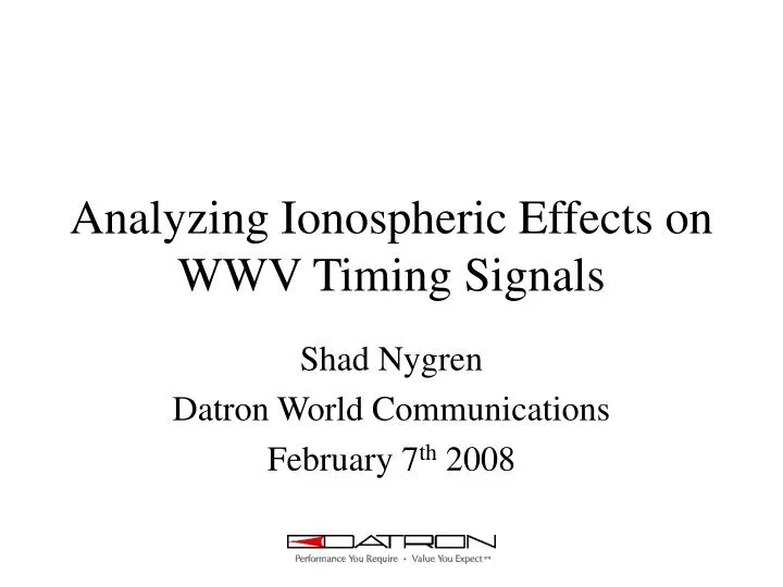 analyzing ionospheric effects on wwv timing signals