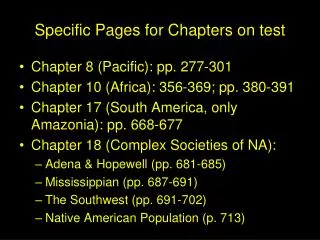 Specific Pages for Chapters on test