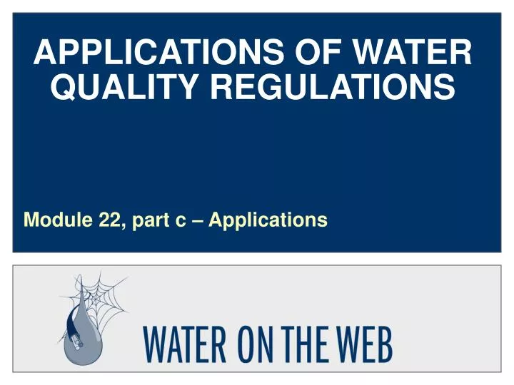 applications of water quality regulations