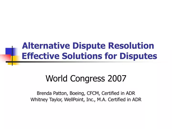 alternative dispute resolution effective solutions for disputes