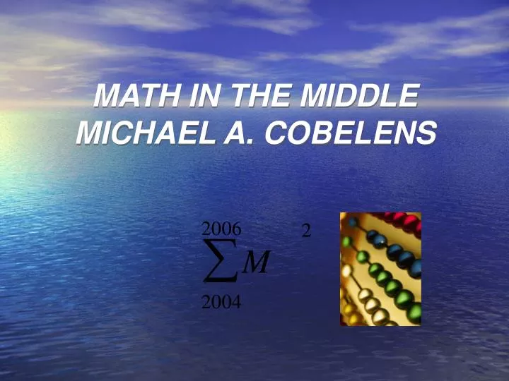math in the middle michael a cobelens