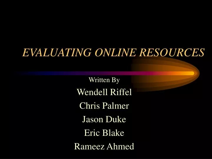 evaluating online resources