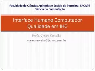 interface humano computador qualidade em ihc