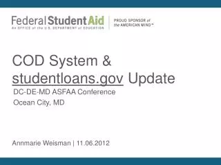 COD System &amp; studentloans Update