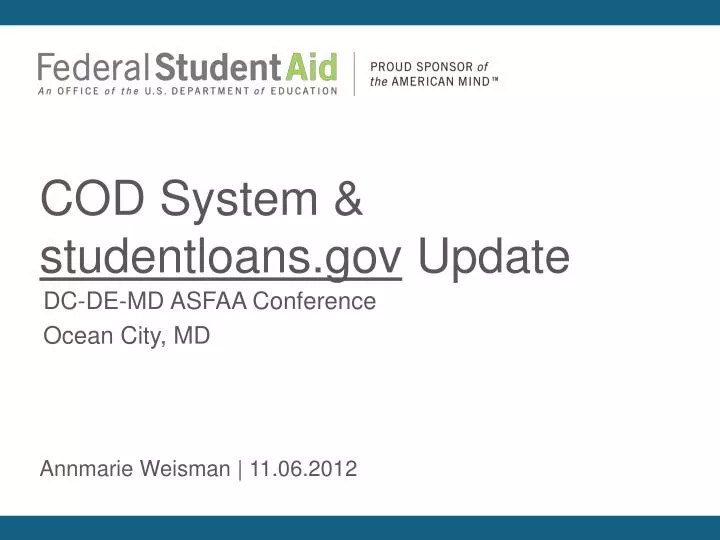 cod system studentloans gov update