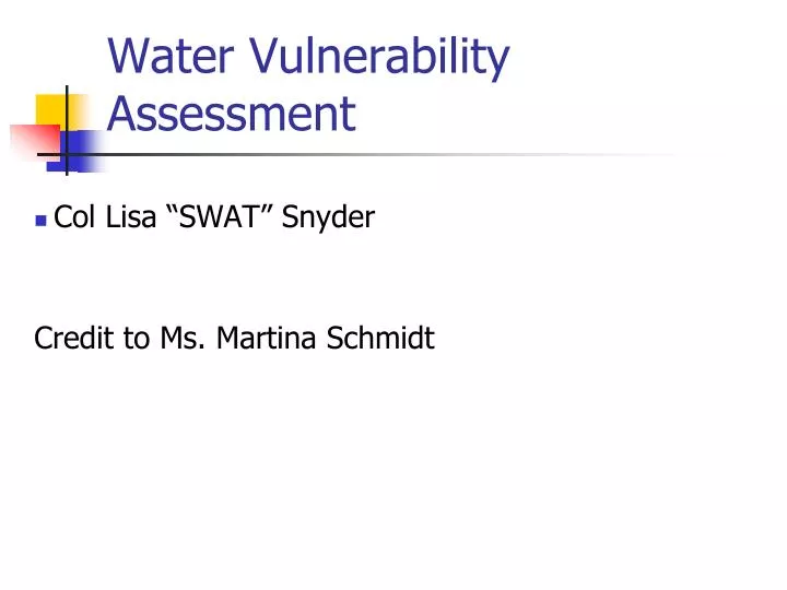 water vulnerability assessment