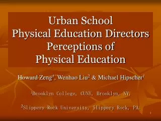 Urban School Physical Education Directors Perceptions of Physical Education