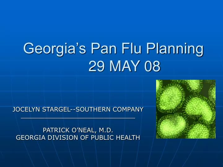 georgia s pan flu planning 29 may 08