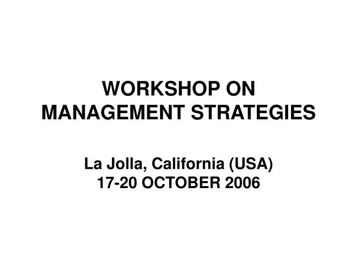 workshop on management strategies