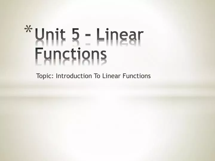 unit 5 linear functions